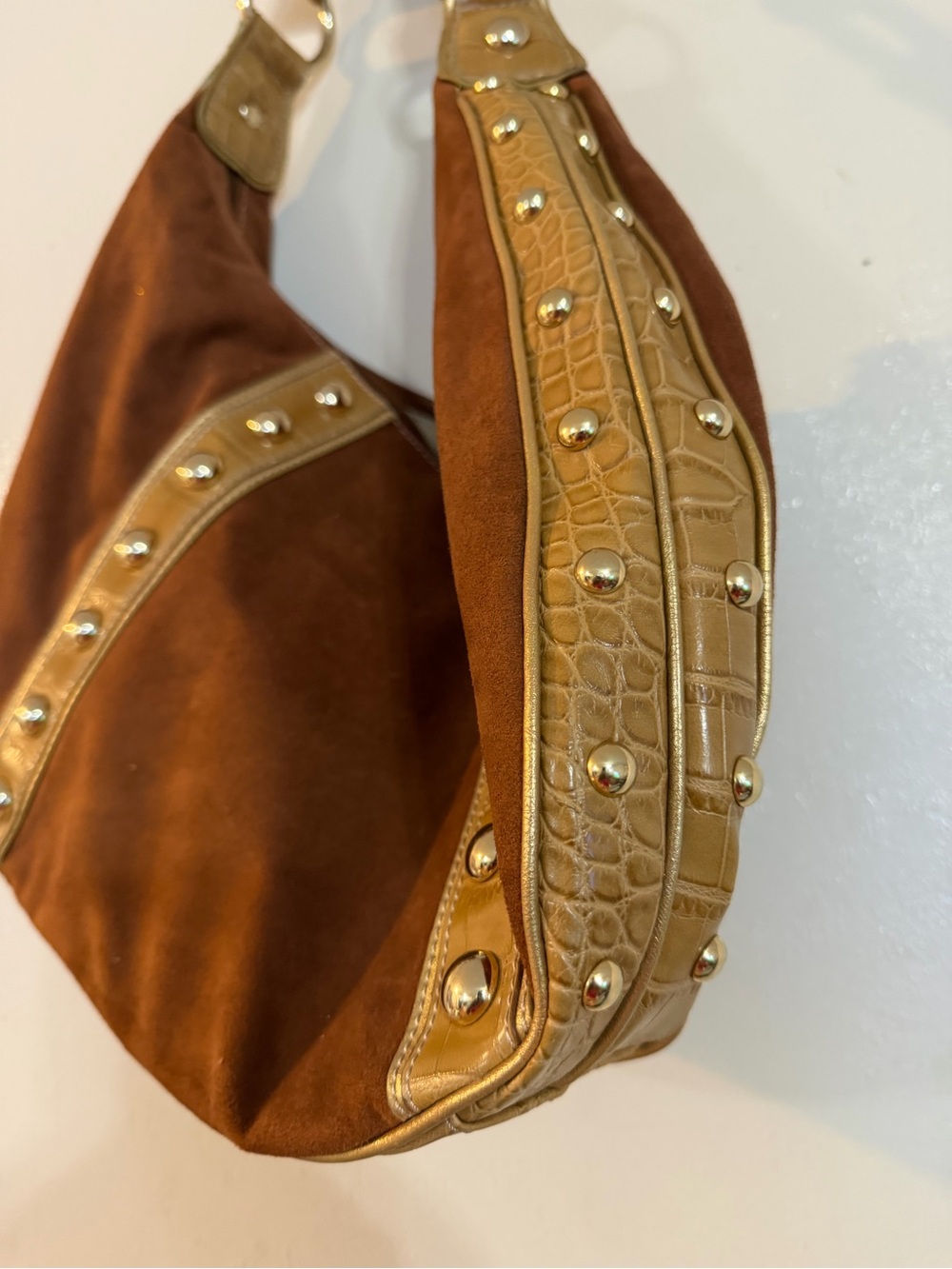 Brown and Gold Studded Women's Bag